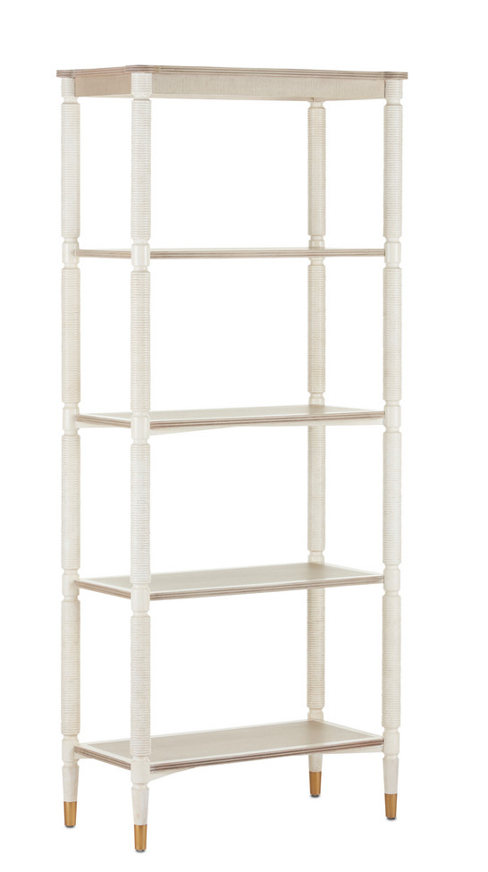 Currey and Company - 3000-0203 - Etagere - Aster - Off-White/Fog/Brass