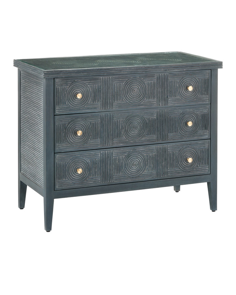 Currey and Company - 3000-0291 - Chest - Santos - Vintage Navy/Brushed Brass/Clear