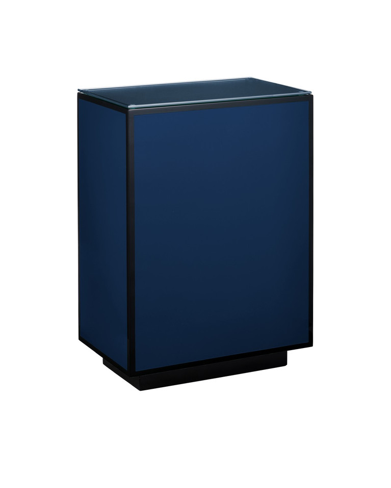 Currey and Company - 3000-0314 - Side Table - Lacquer - Navy/Black/Clear