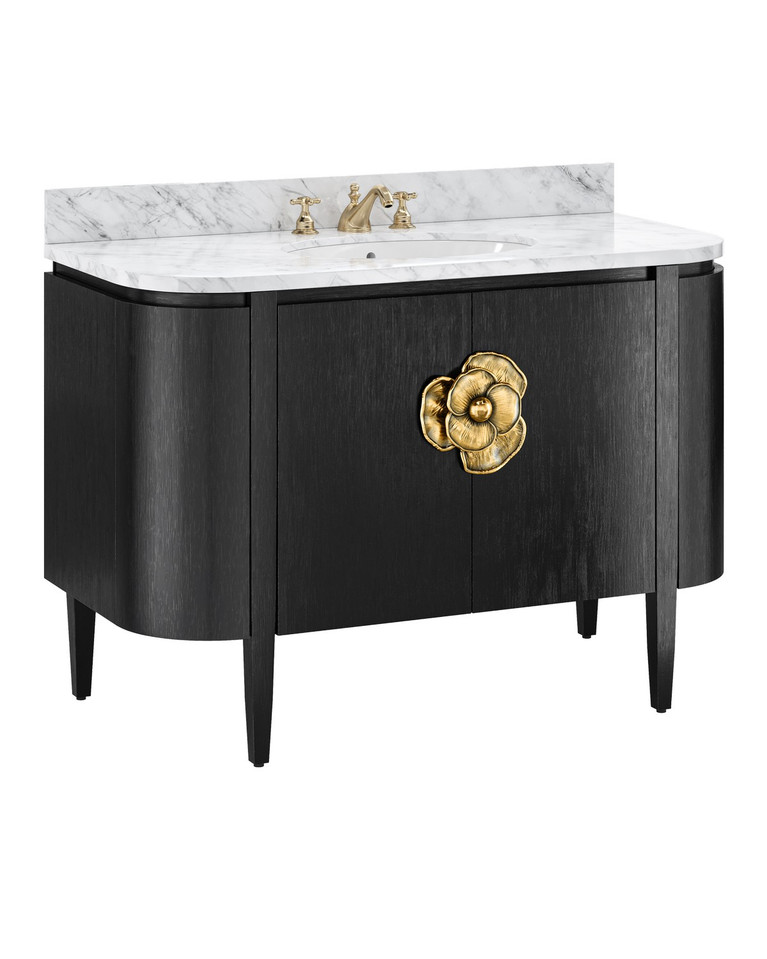 Currey and Company - 3800-0001 - Vanity with Sink - Briallen - Caviar Black/Natural/White/Light Antique Brass
