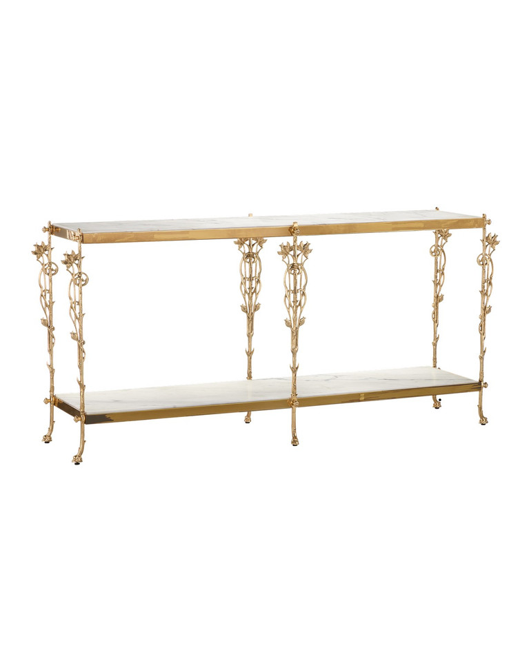 Currey and Company - 4000-0205 - Console Table - Fiore - Polished Brass/Natural
