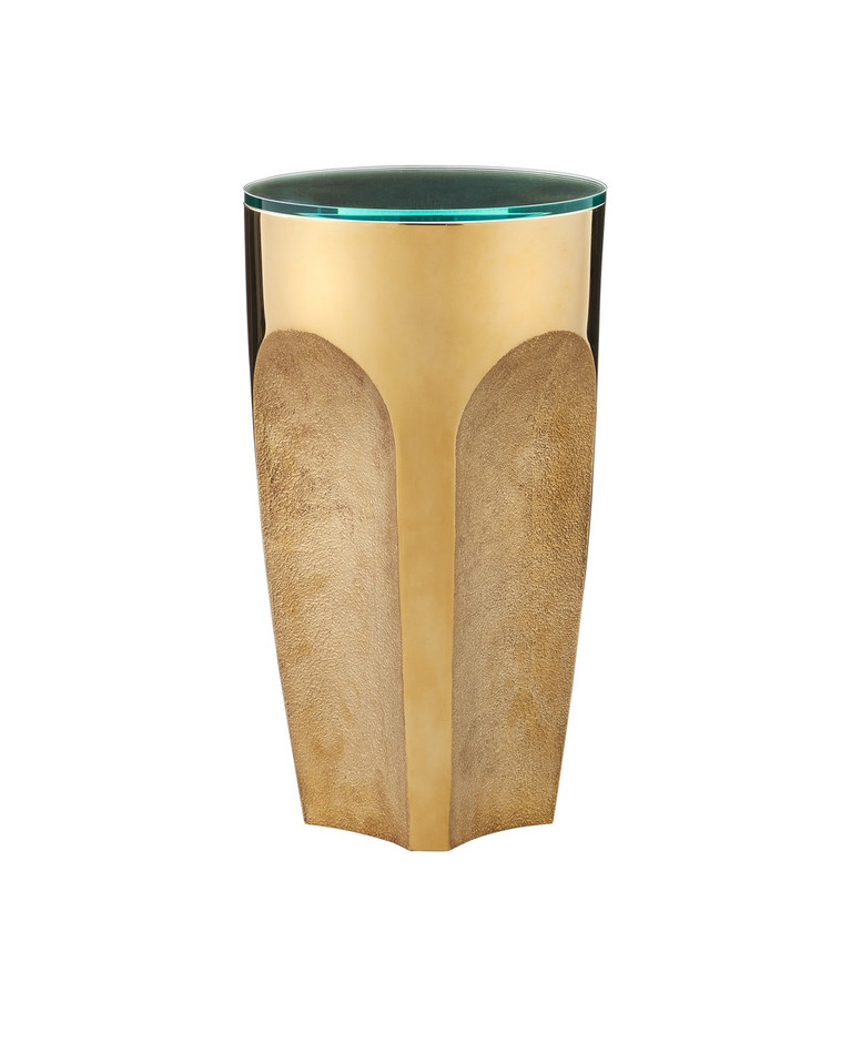 Currey and Company - 4000-0215 - Drinks Table - Lemy - Polished Brass/Clear