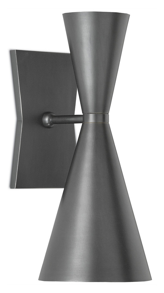 Currey and Company - 5000-0044 - Two Light Wall Sconce - Gino Black Wall Sconce - Dark Gray/White Interior
