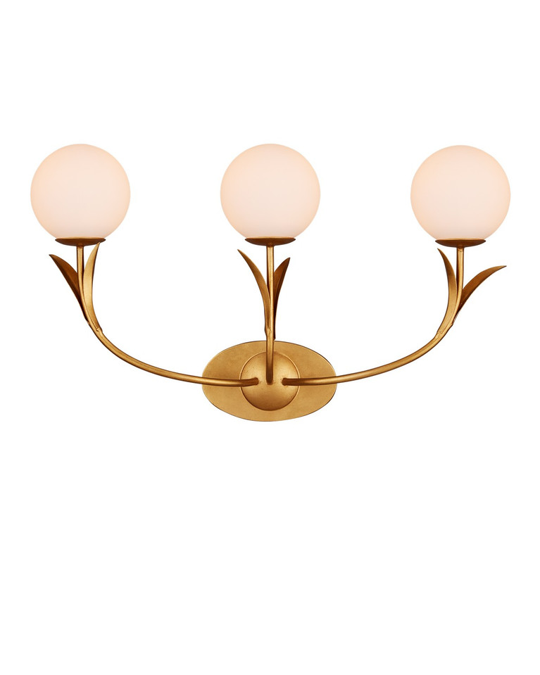 Currey and Company - 5000-0261 - Three Light Wall Sconce - Rossville - Contemporary Gold Leaf/Frosted White