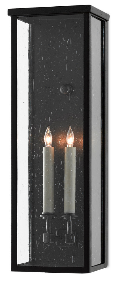 Currey and Company - 5500-0038 - Two Light Wall Sconce - Tanzy - Midnight Black/Clear Seeded