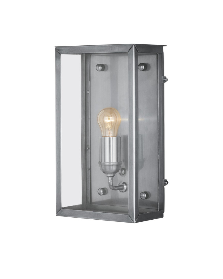 Currey and Company - 5500-0054 - One Light Outdoor Wall Sconce - Royster - Antique Silver/Clear
