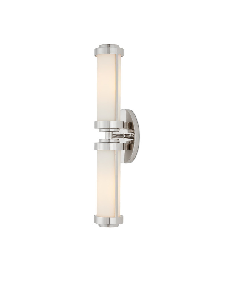 Currey and Company - 5800-0043 - Two Light Wall Sconce - Bowland - Polished Nickel/White