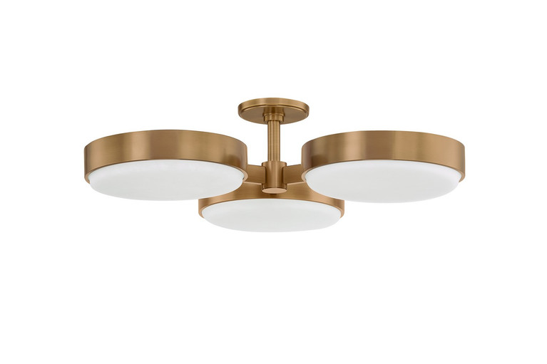 Troy Lighting - C1330-PBR - Three Light Semi Flush Mount - Rory - Patina Brass