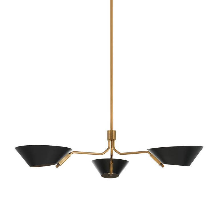 Troy Lighting - F8143-PBR/SBK - Three Light Chandelier - Sacramento - Patina Brass