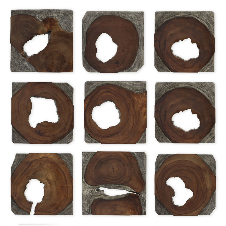 Uttermost - 04349 - Wall Art Set/9 - Jungle - Dark Coffee Brown And Rustic Black