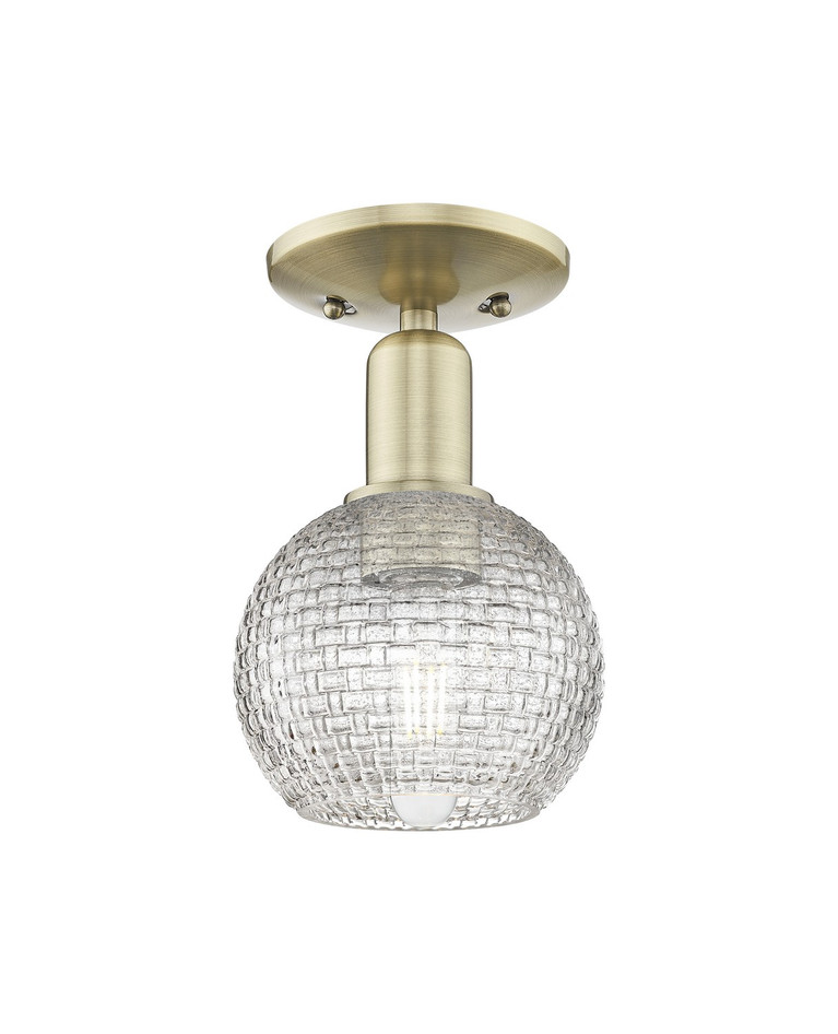Innovations - 716-1C-AB-G122C-6CL - One Light Semi-Flush Mount - Arcadia - Antique Brass