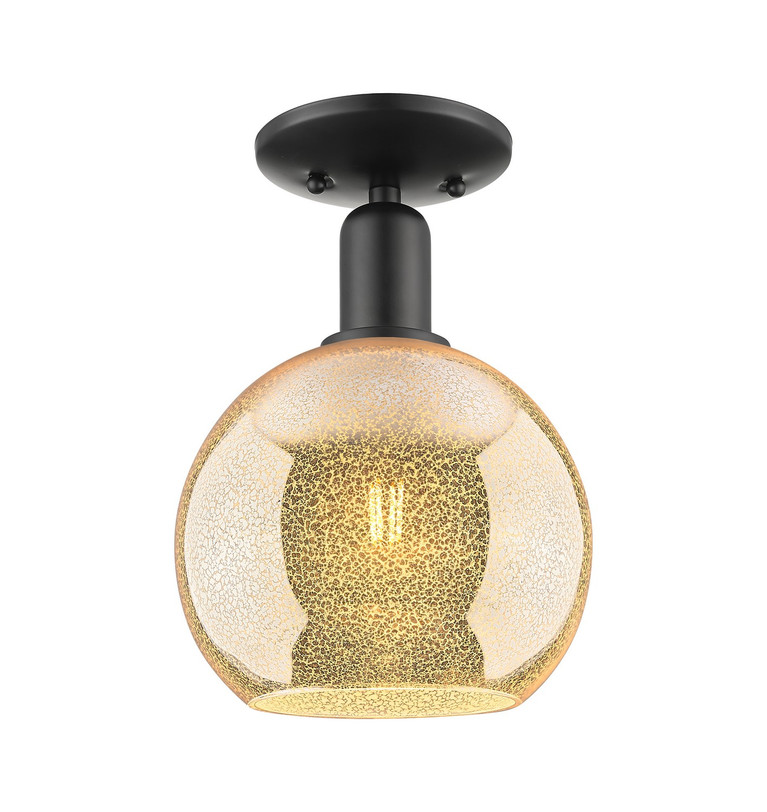 Innovations - 716-1C-BK-G128-8 - One Light Semi-Flush Mount - Arcadia - Matte Black