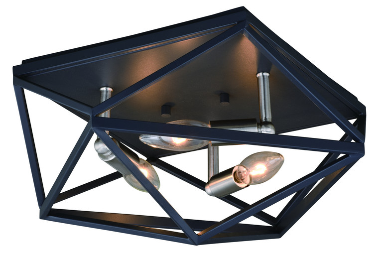 Vaxcel - C0205 - Three Light Flush Mount - Hailey - Black Graphite/Satin Nickel