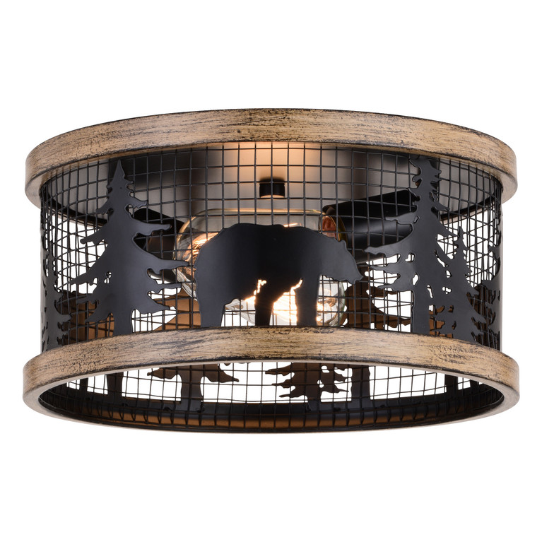 Vaxcel - C0262 - Two Light Flush Mount - Kodiak - Black/Burnished Teak