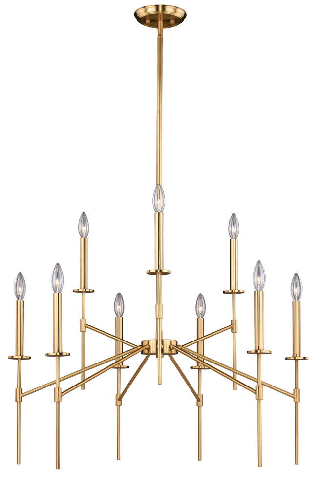 Vaxcel - H0180 - Nine Light Chandelier - Kedzie - Natural Brass