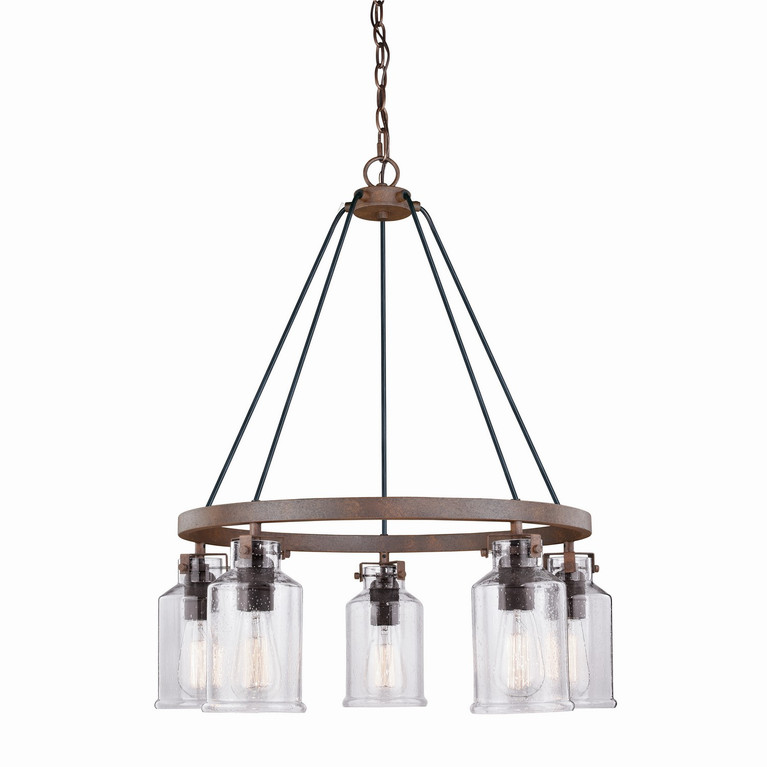 Vaxcel - H0198 - Five Light Chandelier - Milone - Textured Rustic Bronze