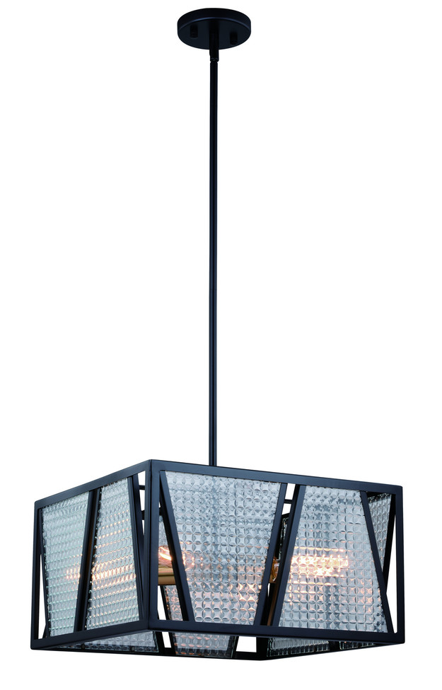 Vaxcel - P0294 - Four Light Semi-Flush Mount - Oslo - Black/Natural Brass