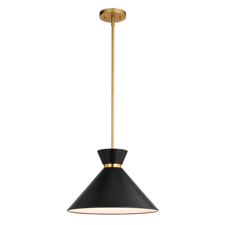 Vaxcel - P0398 - One Light Pendant - Racine - Matte Black/Natural Brass