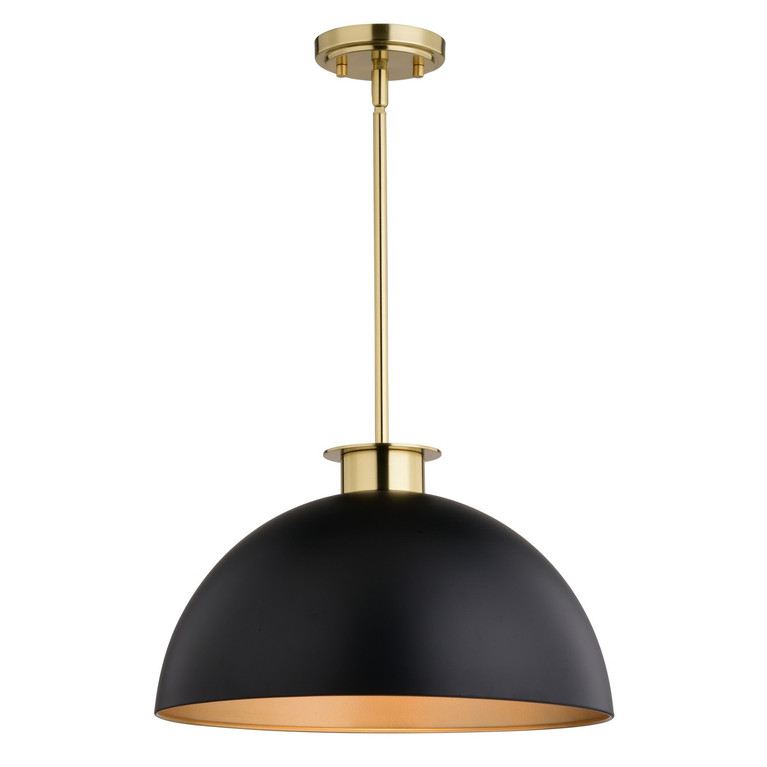 Vaxcel - P0412 - One Light Pendant - Devon - Matte Black/Satin Brass