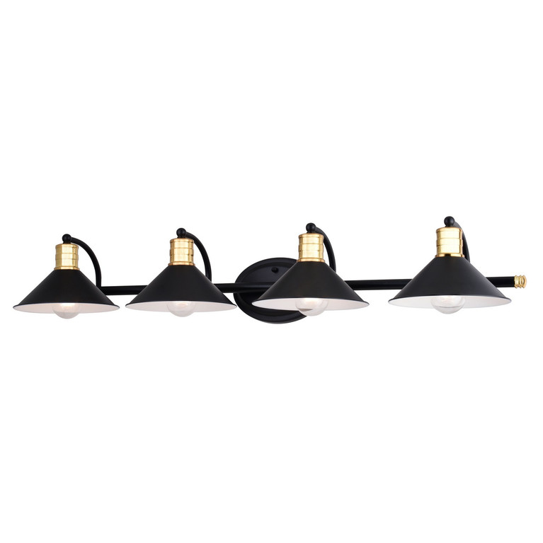 Vaxcel - W0437 - Four Light Vanity - Akron - Matte Black/Natural Brass