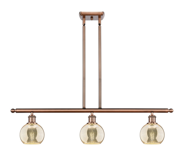 Innovations - 516-3I-AC-G128-6 - Three Light Island Pendant - Ballston - Antique Copper