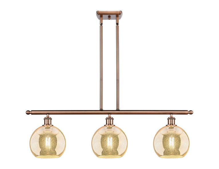 Innovations - 516-3I-AC-G128-8 - Three Light Island Pendant - Ballston - Antique Copper