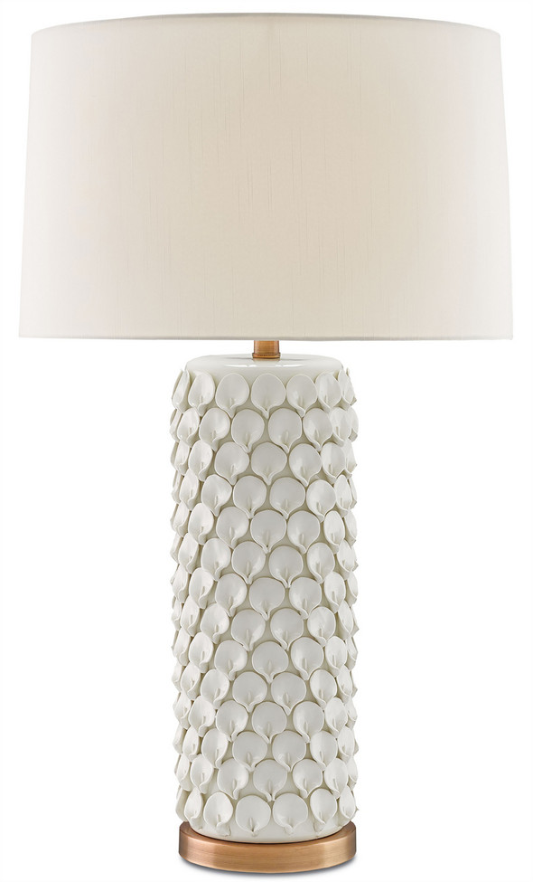 Currey and Company - 6000-0067 - One Light Table Lamp - Calla Lily - Cream/Antique Brass