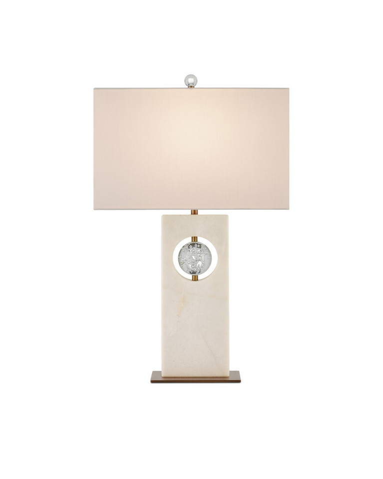Currey and Company - 6000-0949 - One Light Table Lamp - Radiant Table Lamp - White/Clear/Antique Brass