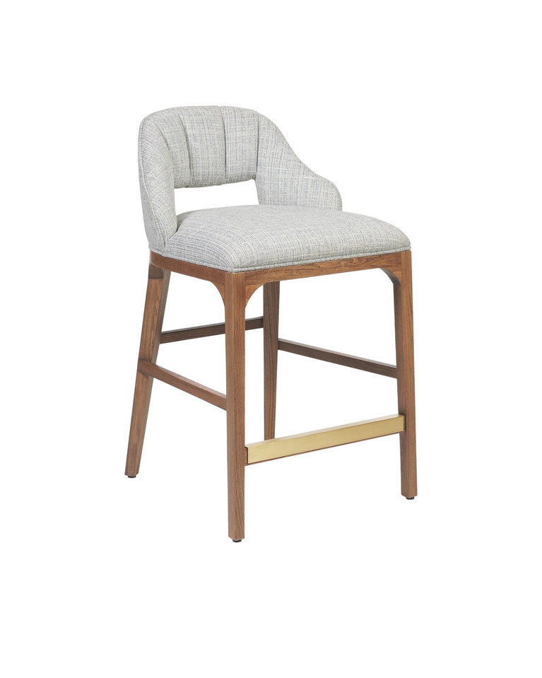 Currey and Company - 7000-0822 - Counter Stool - Inga - Morel Brown/Brushed Brass/Greenlight Powder