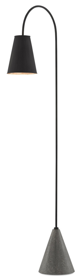 Currey and Company - 8000-0070 - One Light Floor Lamp - Lotz - Black Iron/Polished Portland Gray