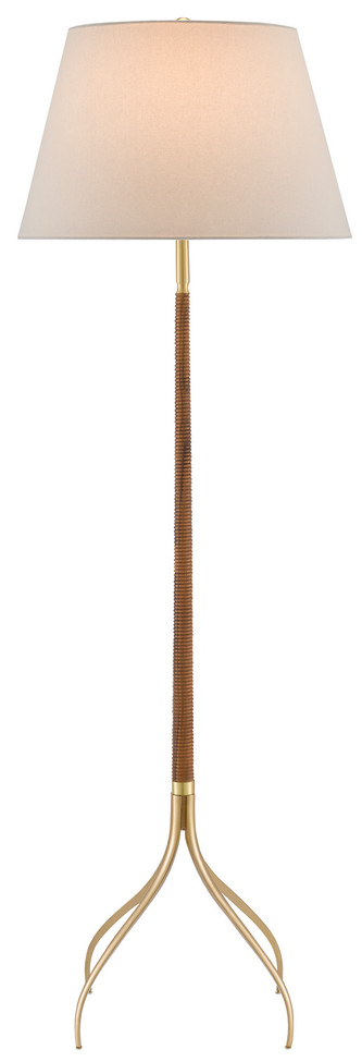 Currey and Company - 8000-0087 - One Light Floor Lamp - Circus - Natural/Brushed Brass