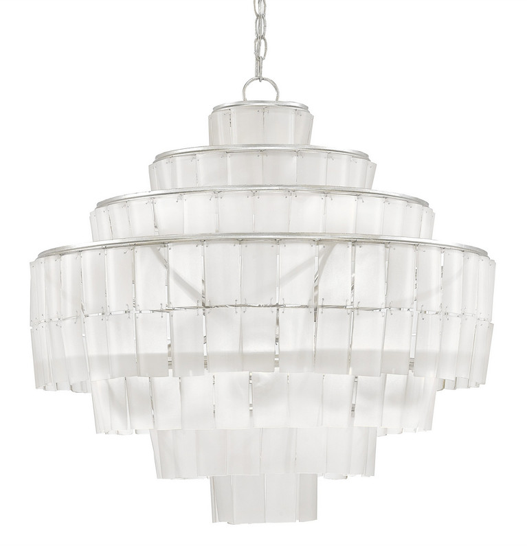 Currey and Company - 9000-0160 - Eight Light Chandelier - Sommelier - Opaque White/Contemporary Silver Leaf