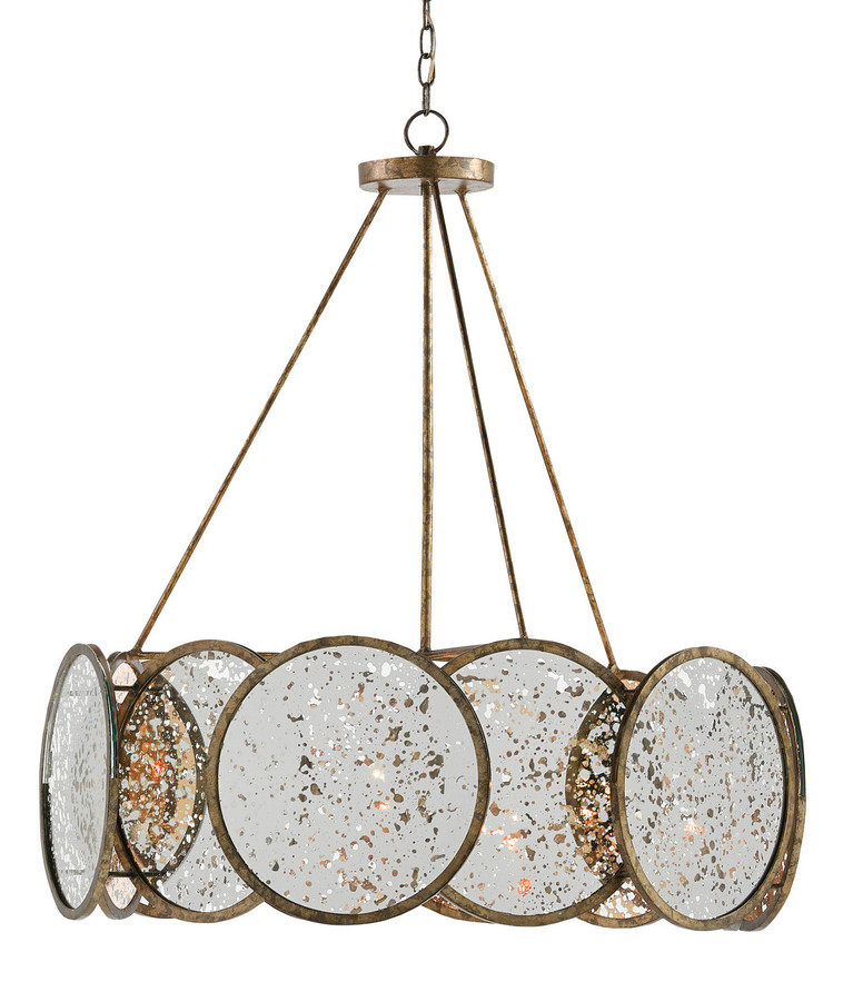 Currey and Company - 9000-0277 - Six Light Chandelier - Oliveri - Pyrite Bronze/Antique Mirror