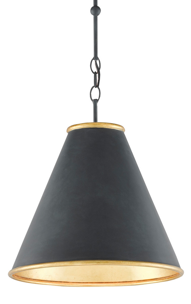 Currey and Company - 9000-0534 - One Light Pendant - Pierrepont - Antique Black/Contemporary Gold Leaf/Gold