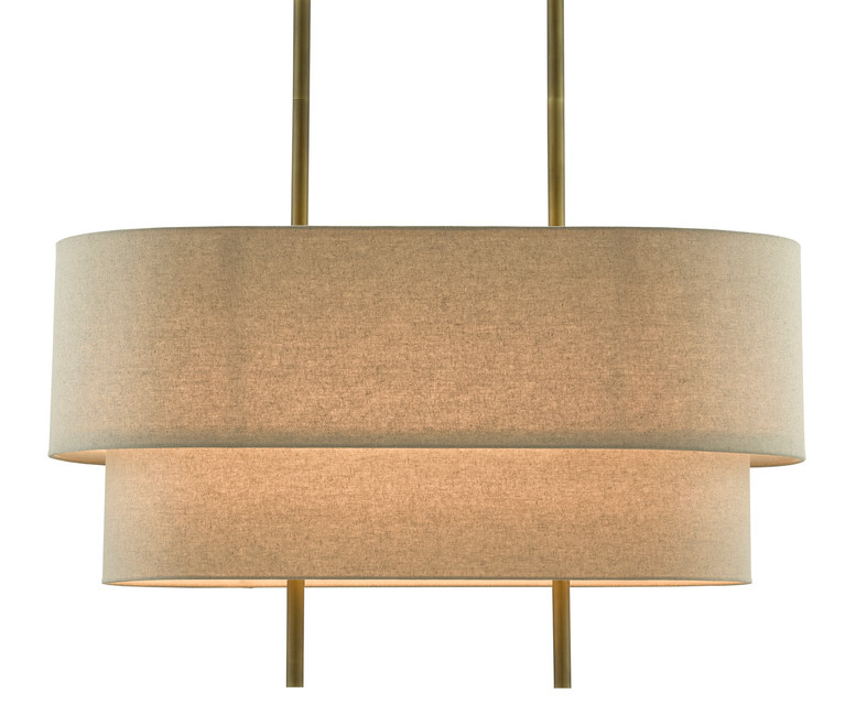 Currey and Company - 9000-0620 - Four Light Chandelier - Combermere Collection - Antique Brass/Linen