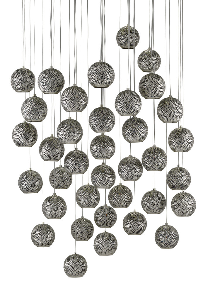 Currey and Company - 9000-0687 - 36 Light Pendant - Giro - Blue/Nickel/Silver