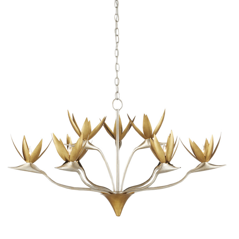 Currey and Company - 9000-0973 - Nine Light Chandelier - Paradiso - Contemporary Silver Leaf/Contemporary Gold Leaf/Contemporary Gold