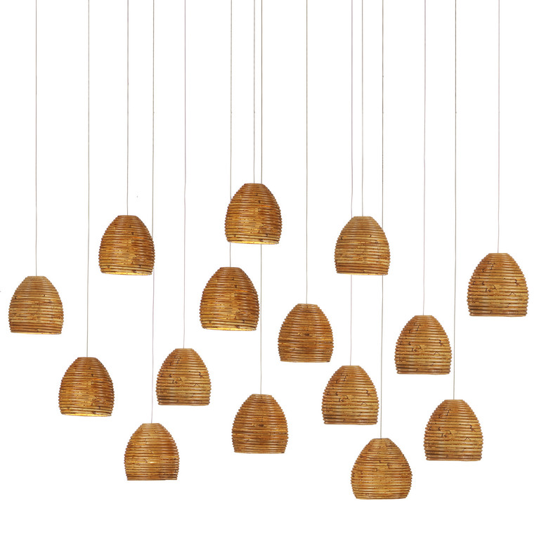 Currey and Company - 9000-1002 - 15 Light Pendant - Beehive - Natural/Silver