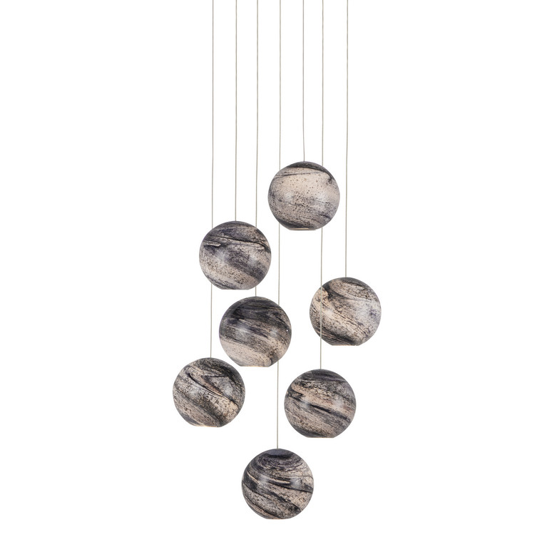 Currey and Company - 9000-1007 - Seven Light Pendant - Palatino - Earth with Speckles/Silver