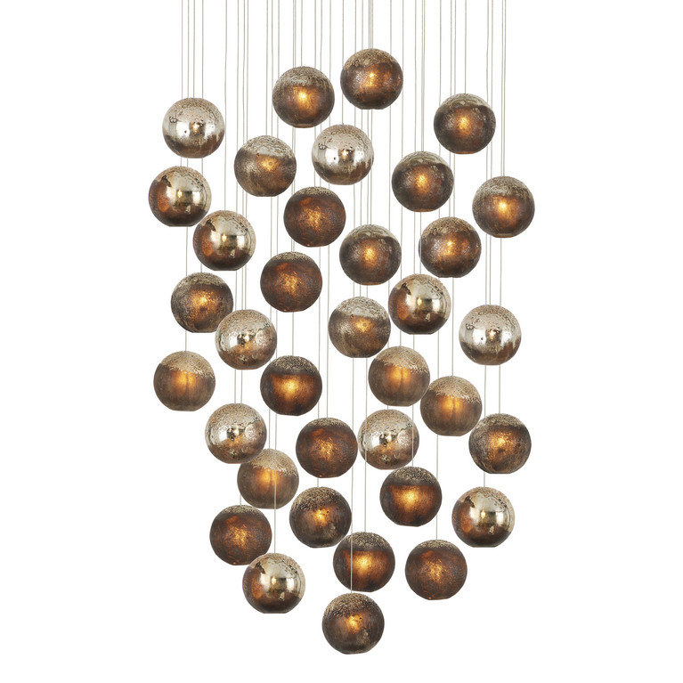 Currey and Company - 9000-1018 - 36 Light Pendant - Pathos - Charcoal/Antique Silver/Antique Gold/Silver