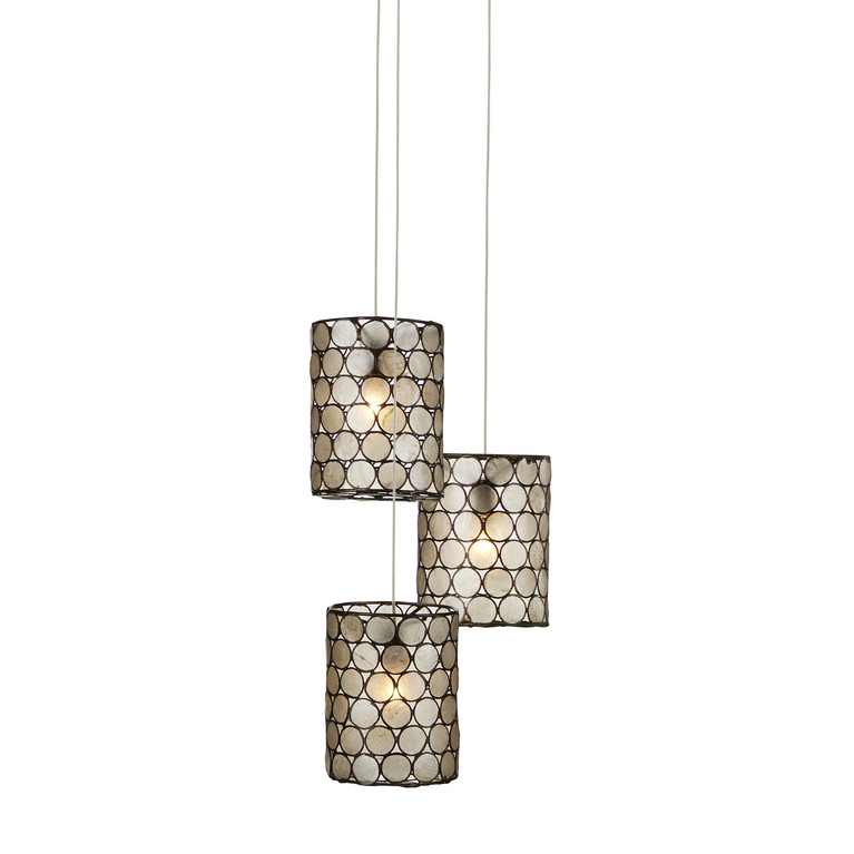 Currey and Company - 9000-1048 - Three Light Pendant - Regatta - Natural/Cupertino/Silver