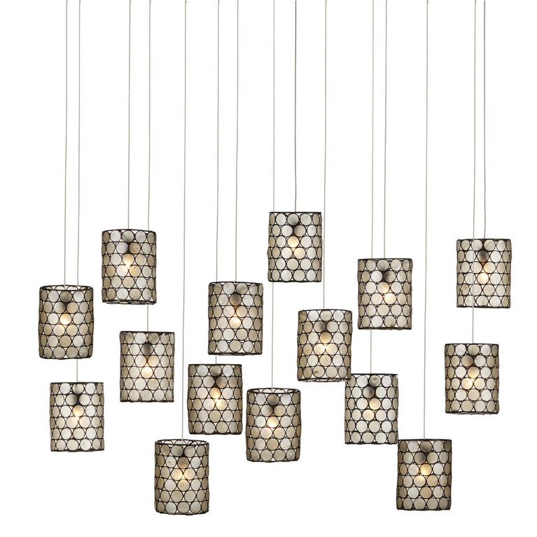 Currey and Company - 9000-1051 - 15 Light Pendant - Regatta - Natural/Cupertino/Silver