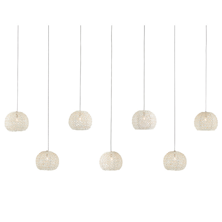Currey and Company - 9000-1066 - Seven Light Pendant - Piero - Sugar White/Silver