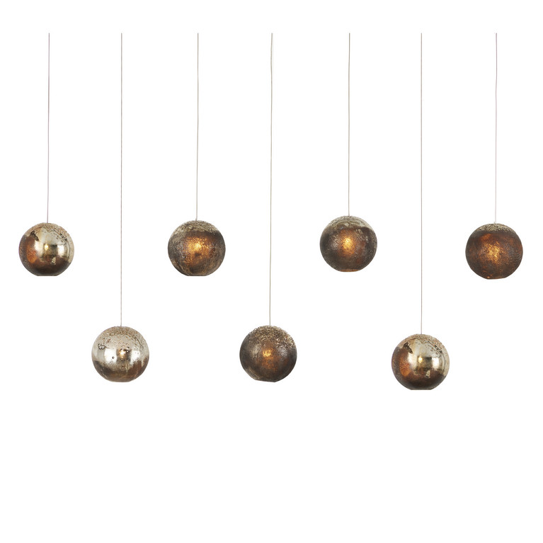 Currey and Company - 9000-1069 - Seven Light Pendant - Pathos - Charcoal/Antique Silver/Antique Gold/Silver