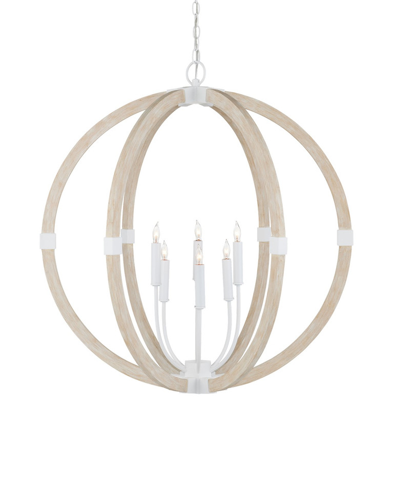 Currey and Company - 9000-1131 - Six Light Chandelier - Bastian - Sugar White/Sandstone