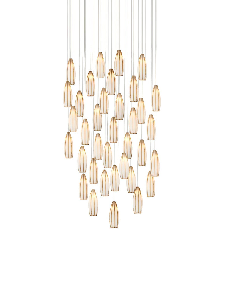 Currey and Company - 9000-1191 - 36 Light Pendant - Parish - White/Antique Brass/Silver