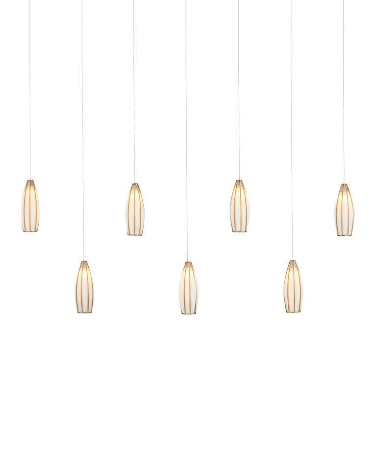 Currey and Company - 9000-1192 - Seven Light Pendant - Parish - White/Antique Brass/Silver