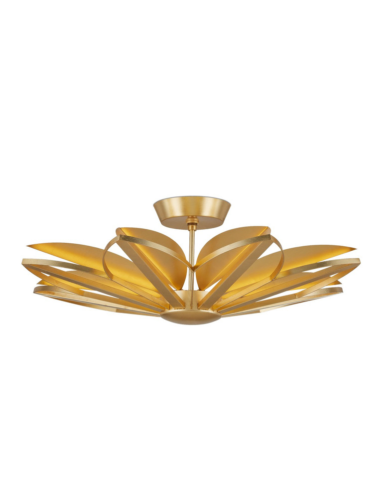 Currey and Company - 9000-1194 - Eight Light Semi-Flush Mount - Stewart - Gold Leaf
