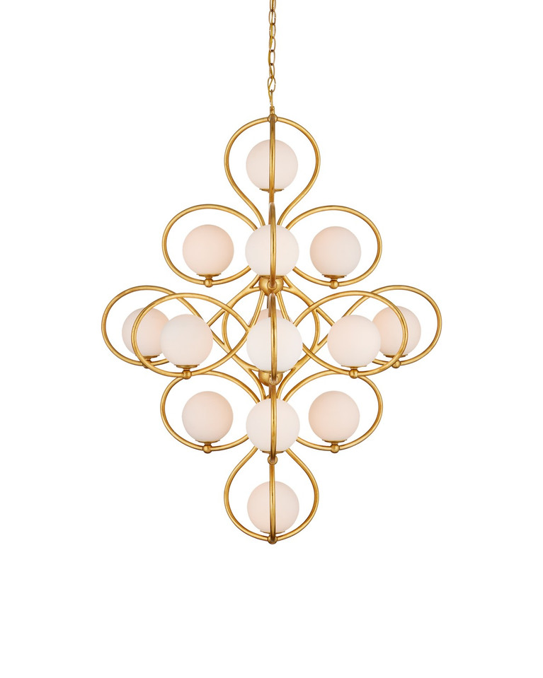 Currey and Company - 9000-1216 - 14 Light Chandelier - Storrs - Contemporary Gold Leaf/Contemporary Gold/White