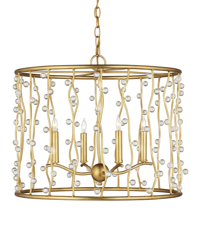 Currey and Company - 9000-1239 - Four Light Chandelier - Adagio - Contemporary Gold Leaf/Contemporary Gold/Clear